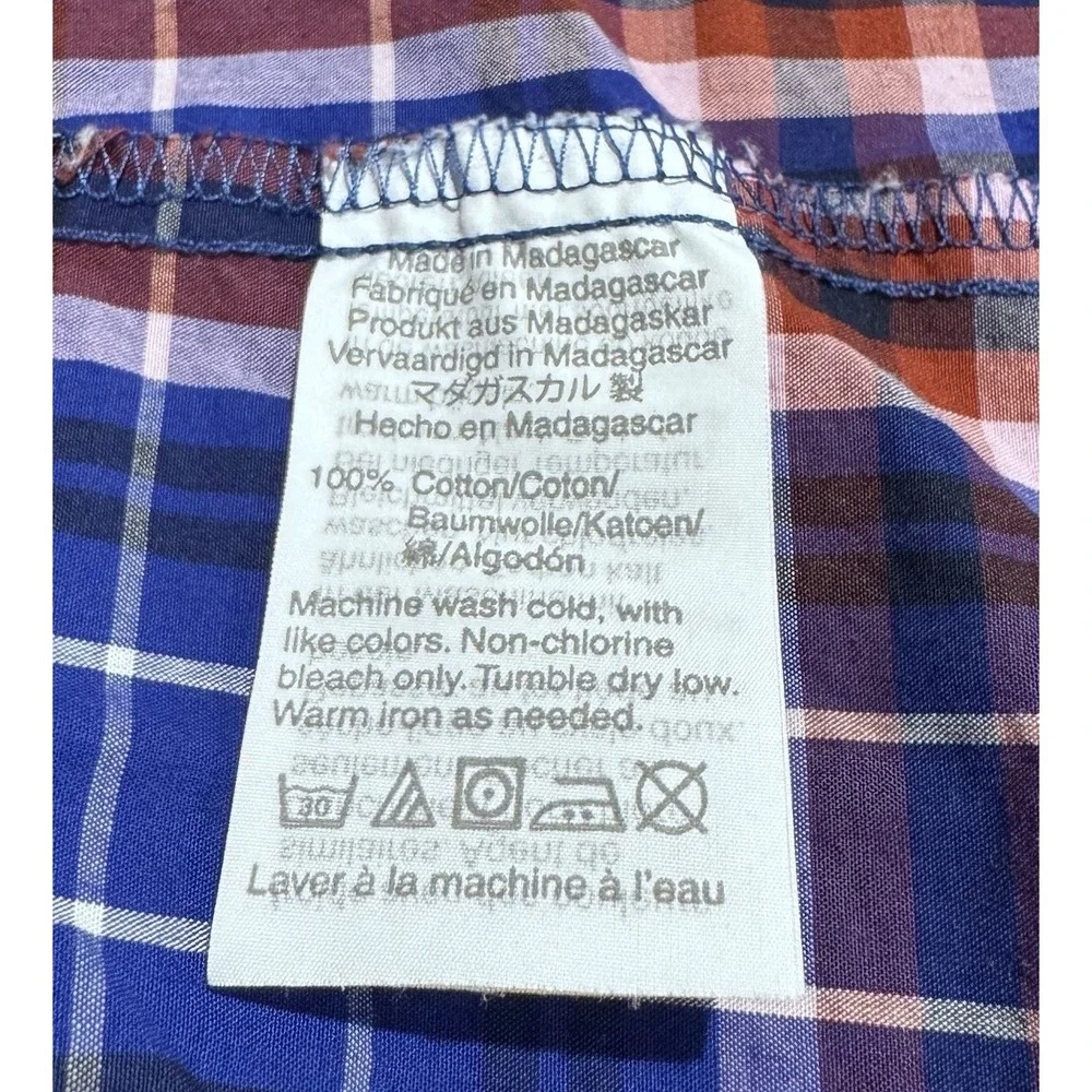 J. Crew Men's Collared Button Up‎ Pocket Long Sleeve Cotton Shirt Blue Red Plaid